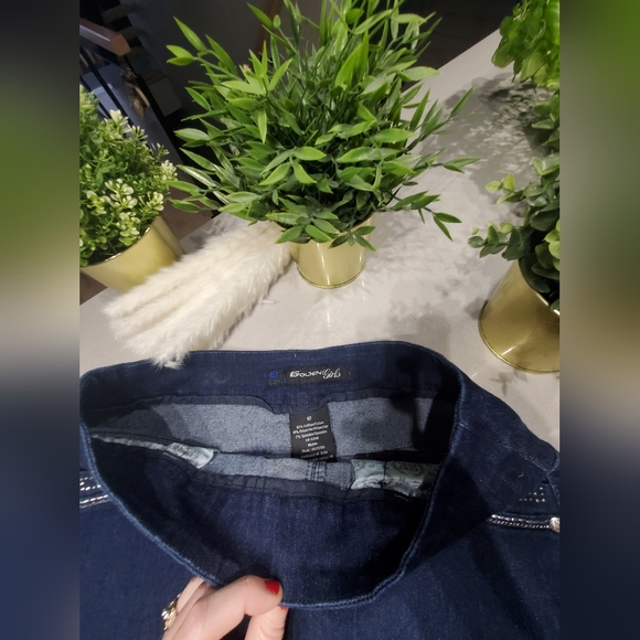 GOLDEN GILRS Superbe jupe en jeans extensible et confortable bleue foncée - Picture 4 of 7